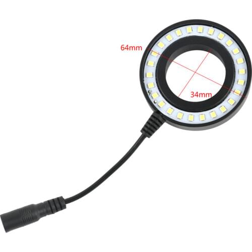 6500K-7500K Adjustable 26 pcs SMD LED Ring Light 42mm/48mm Out Thread Mounting Lamp Industrial Soldering Microscope Illuminator