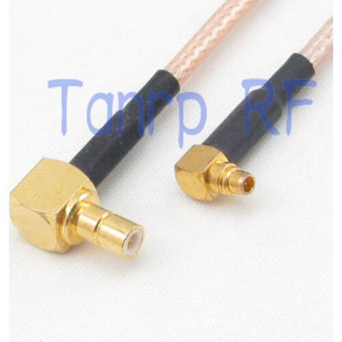 8in MMCX male right angle to SMB male right angle RF adapter connector 20CM Pigtail coaxial jumper cable RG316 extension cord