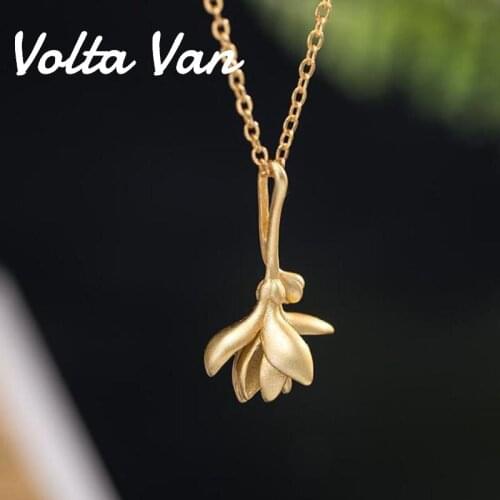 Volta Van Vintage Pendant Necklaces 925 Sterling Silver Fine Jewelry Magnolia Flower Design Concise 2021 New Elegant Necklace