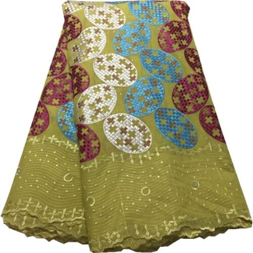 African Lace Fabric With Stones High Quality Embroidery Holes Cotton Dress Swiss Voile Lace In Switzerland 2.5 yard PL-95