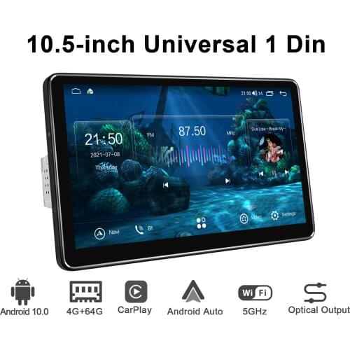 10.5” 1din Car Radio GPS multimedia Player Android Universal Auto Stereo Video MP5 Autoradio Bluetooth Camera New User Interface