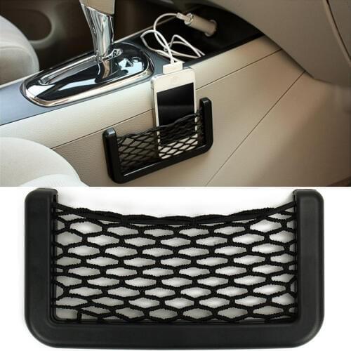 Car Storage Bag Auto Elastic Flexible Mesh Net Pocket Organizer Stowing Tidying Cage Adhesive Visor Phone Holder Accessories