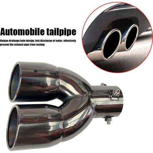 Car Black Titanium Muffler Tip Y Shape Double Exit Exhaust Pipe Mufflers Nozzle Decoration Universal Stainless