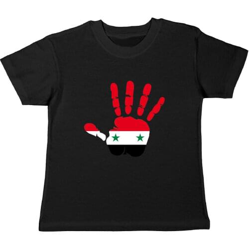 Free Shipping Summer Fashion Syrien - Kinder T-Shirt - Handabdruck - Hand Print Fahne Flag Syria Syrie Siria Summer Clothing