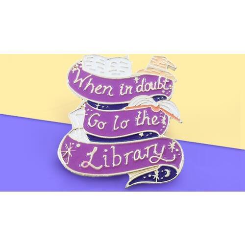 Purple Book Brooch When in doubt go to the library Metal spells book Enamel pin For loves reading Charm Costume Jewelry Bijoux