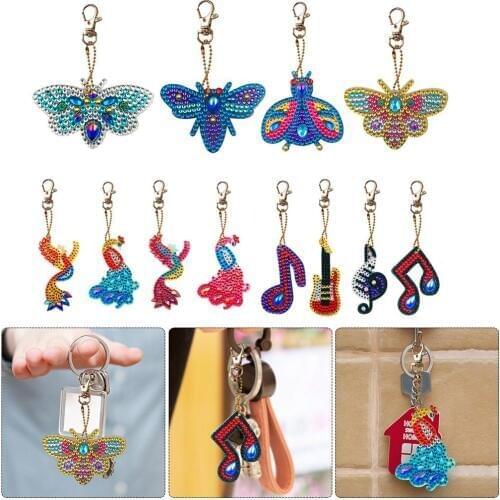 DIY Animals Full Drill Special Shaped Diamond Painting Keychains Squirrel Cross Stitch Embroidery Women Bag Key Chain