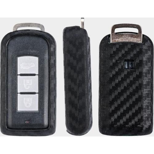 For Mitsubishi Outlander Lancer 10 Pajero Sport ASX RVR L200 Smart Key Carbon Fiber Pattern Silicone Car key Cover Cases