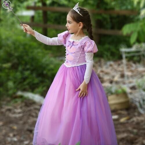 Girls Fantasia Princess Rapunzel Clothing Girl Halloween Party Dresses Children Kids Purple Fancy Tangled Rapunzel Prom Dress