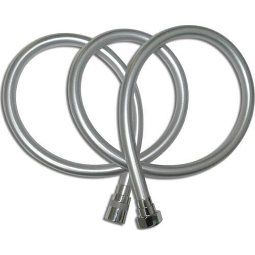 1.5 meters PVC Hose 1/2" Thread Shower Connector Flexible Handheld Shower Head Sprayer Tube Connector Silver-gray, Black