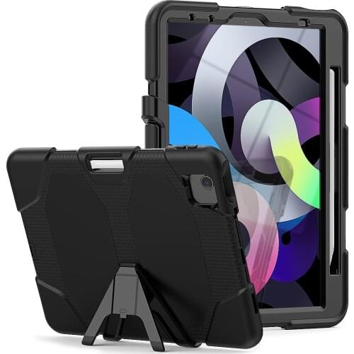 Heavy Duty Protection Tablet Case for iPad Air 4 case 2020 10.9 inch Soft Silicone Full Body Cover with Removable Kickstand