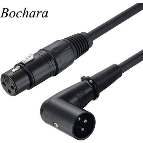 Bochara 90degree XLR Male to Female Cable to M/F 3pin jack Audio Cable Shielded For Microphone Mixer 1m 1.5m 2m 3m 5m