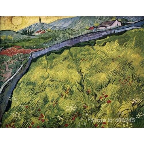 Artwork by Vincent Van Gogh The Green Wheat Field Behind the Asylum Oil painting canvas reproduction High quality Hand painted