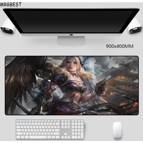 MRGBEST Mouse Pad XXXL Cool Girl Anti-slip Comfortable Nature Rubber Desk Mats with Locking Edge Pads for CSGO DOTA Gamer