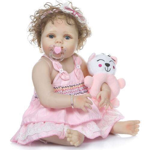 57CM reborn toddler bebe doll reborn baby girl soft silicone vinyl stuffed body Christmas surprise gift toys l.o.l doll