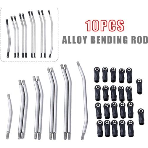 10pcs Metal Link Rods Linkage Kit 87/104/120/137/143/145mm Link Rods for 1:10 RC Car Axial SCX1090046 90047 90075 Accessories