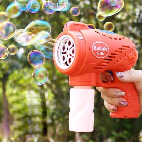 Flashing Light Music Bubble Machine Handheld Automatic Bubble Blower With Soap Liquid Bubble Maker Gun Children Kid Outdoor Toys