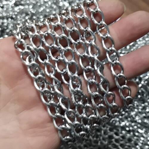 5Meters Silver-Tone Stainless Steel Cowboy Curb Link Chian Jewelry Findings Jewelry Marking DIY 8.2*11MM size in bulk DIY Dog Ch