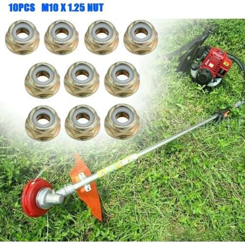 10Pcs Universal Left Hand Thread Blade Nut Kit M10x1.25 For Strimmer Brush Cutter Trimmer Lawn Mower Repair Accessories Parts