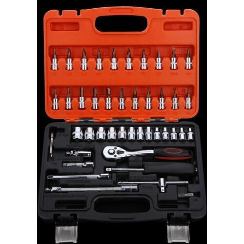 46 Sleeve Tool Set Car Aftermarket Maintenance Tool Set 46 Suit Combination Wrenches