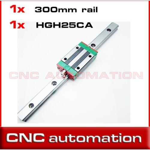 NEW 25mm linear guide 1pc HGR25 L 300mm Linear Rail and 1pc HGH25CA HGW25CA FLANGE Linear Block Carriage CNC parts