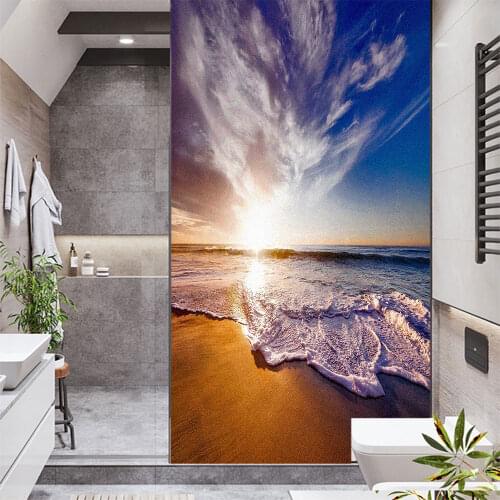 Window Film Privacy Beach Glass Sticker UV Blocking Heat Control Window Coverings Window Tint for Homedecor