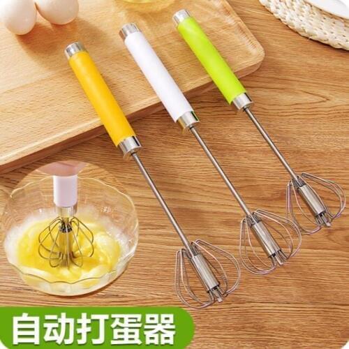 Stainless Steel Semi Automatic Hand Pressure Rotating Egg Beater Household Manual Egg Mixer