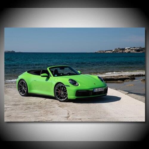 Porsches 911 Carrera Convertible Sport Car Home Decor Wall Art Posters Canvas Paintings Fabric Print Room Decoration