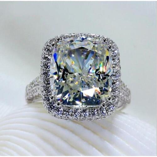 10CT Stunning Luxury Jewelry 14KT White Gold Filled Cushion Shape 192PCS Tiny 5A CZ Zirconia Women Wedding Engagement Band Ring