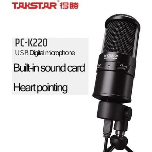 Professional Takstar PC-K220 Studio Condenser Microphone Side-address Microphone Computer Mic For Webcast Network Recording