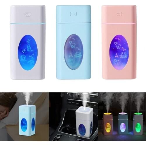 Cool Mist Humidifier Adjustable Mist Mode 260ml Water Tank LED Lights Changing Waterless Auto Shut-off for Home, Office,Car