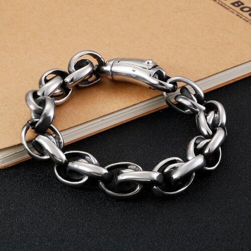 Simple and gentle mens titanium steel bracelet Vintage old round bracelet