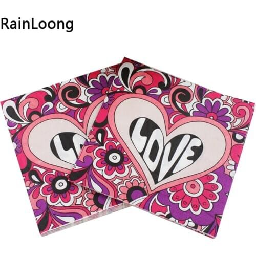 [RainLoong] Wedding Love Paper Napkins Para Festas Tissue Printed Napkin Supply Party 33CM*33cm 1 pack (20pcs/pack)