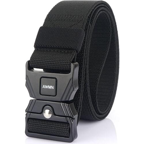 New Elastic Jeans Belt For Men Hard Zinc Alloy Pluggable Buckle Outdoor Tactical Comfortable Wear-resistant Male Trousers Belt