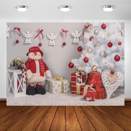 Yeele Christmas Backdrop Gifts Snowman White Carpet Background Baby Photographic Children Photography Photo Studio Photophone