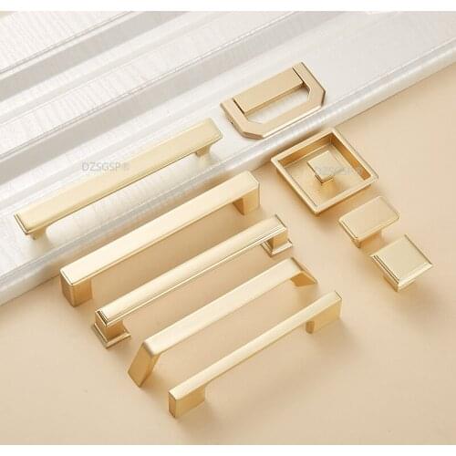 Modern Cabinet Kitchen Knobs Drawer Cupboard Hardwares Gold Zinc Alloy Dresser Door Pulls Sliding door Handle