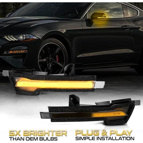 2Pcs LED Dynamic Side Mirror Turn Signal Lights Side Wing Rearview Mirror Indicator Blinker For Ford Mustang 2015-2021 Canbus