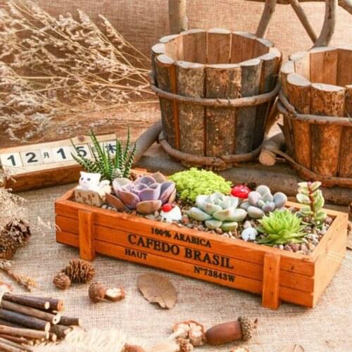 3 Colors Vintage Wooden Succulent Wooden Box Ornaments for Gardening Household Rectangular Succulent Flower Pots Home Decor
