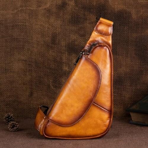 Vintage Genuine Leather Men Chest Bag 2021 Winter Nature Soft Cowhide Women Shoulder Bags Business Leisure Versatile Man Bags