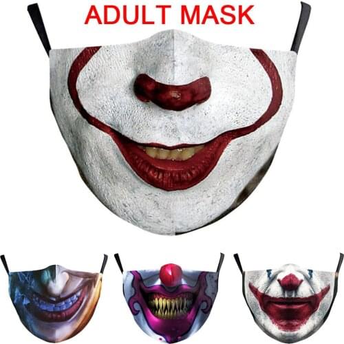 Funny Skull Horror Clown Big Mouth Cosplay Womens Men Unisex Masks Adult Face Dustproof Cycling Spots Breathable Halloween Mask