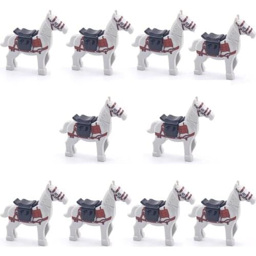 10Pcs Animal World Military Series War Horse MOC Accessories Building Blocks Toys Gifts