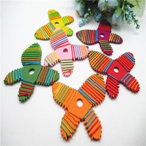 2/5/10PCS 9cm Mixed environmentally friendly cute butterfly wood with holes hand-wound wood Earring key accessories pendant DK78