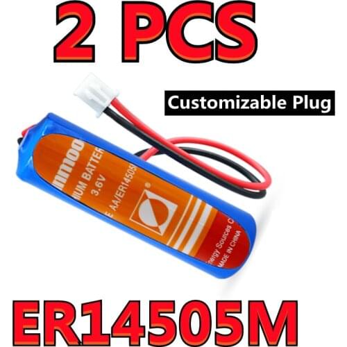 2PCS SUNMOON ER14505M 14500 AA 3.6V Water Meter Battery High Power Type (Customizable Plug)