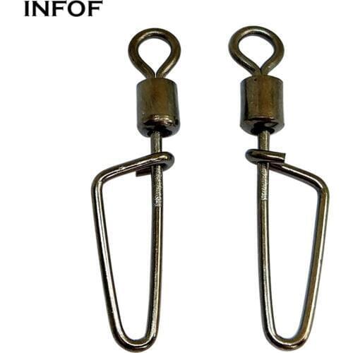 INFOF 200 pieces/lot Fishing Swivels Swing Coastlock Snap Fishhooks Bass Fishing Tackle Connector Pesca Emerillon Peche