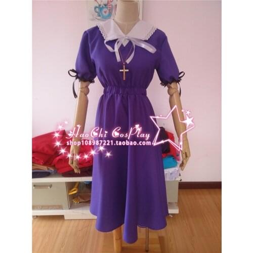 2016 Gakkou Gurashi! School-Live! Megumi Sakura Cosplay Costume Purple Dress