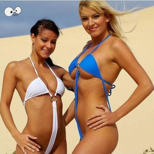 2020 Women Mini G String One Piece Swimwear Solid Thong Micro Bikini Swimsuit Female Sex Lingerie Bathing Suit Clubwear Bodysuit