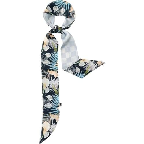 2021 New Summer Cartoon Banana Leaf Long Scarf Silk Scarf Female Wrist Tie Hair Ribbon Long Bag Belt Hair Belt