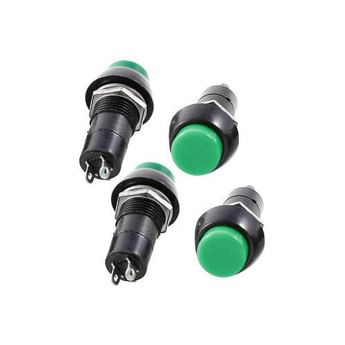250VAC 3A 2 Terminals SPST Momentary Green Round Push Button Switch 12mm