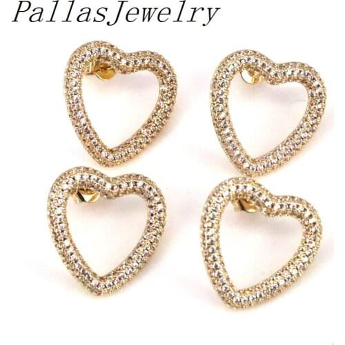 3Pairs, 2021 new Trendy Gold Earrings Heart Crystal Stud Earrings For Women Girl Charm Zircon Earrings Fashion Jewelry
