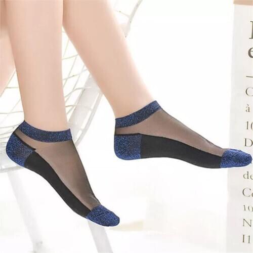 5 pairs/lot New style Quality Socks female Lace socks summer short socks crystal ice silk cotton bottom Ultra-thin boat socks