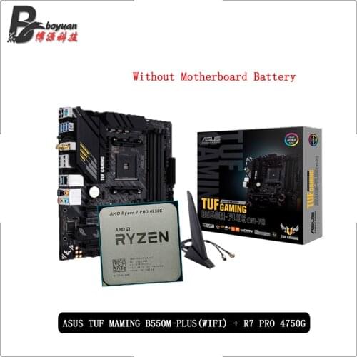 AMD Ryzen 7 4750G R7 4750G CPU + ASUS TUF GAMING B550M PLUS (WI-FI) Motherboard Suit Socket AM4 All new but without cooler
